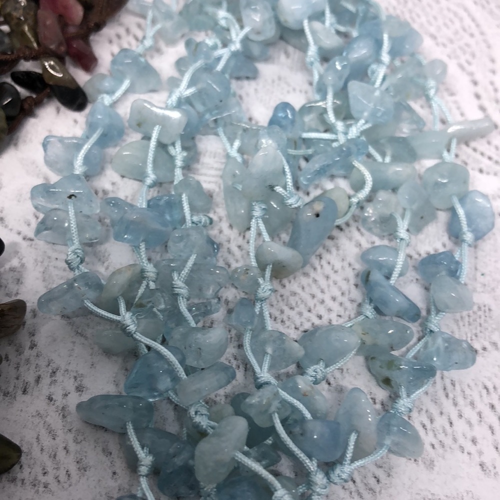 Bundle lot two artisan made natural stone beaded necklace boho great 4 layering - Picture 6 of 6